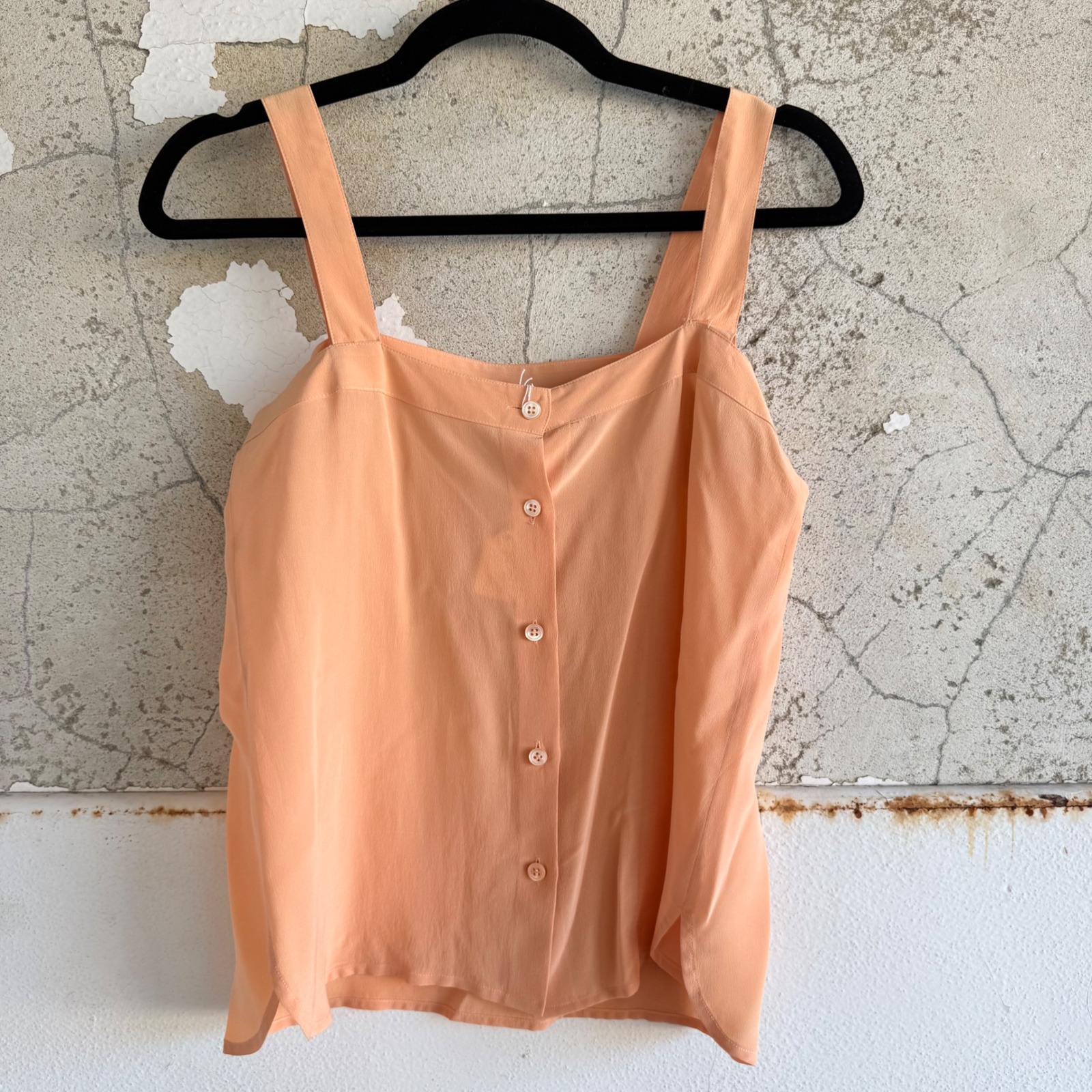 Vintage Christian Dior Silk Camisole Top Button Front Tank Square Neck Peach 6